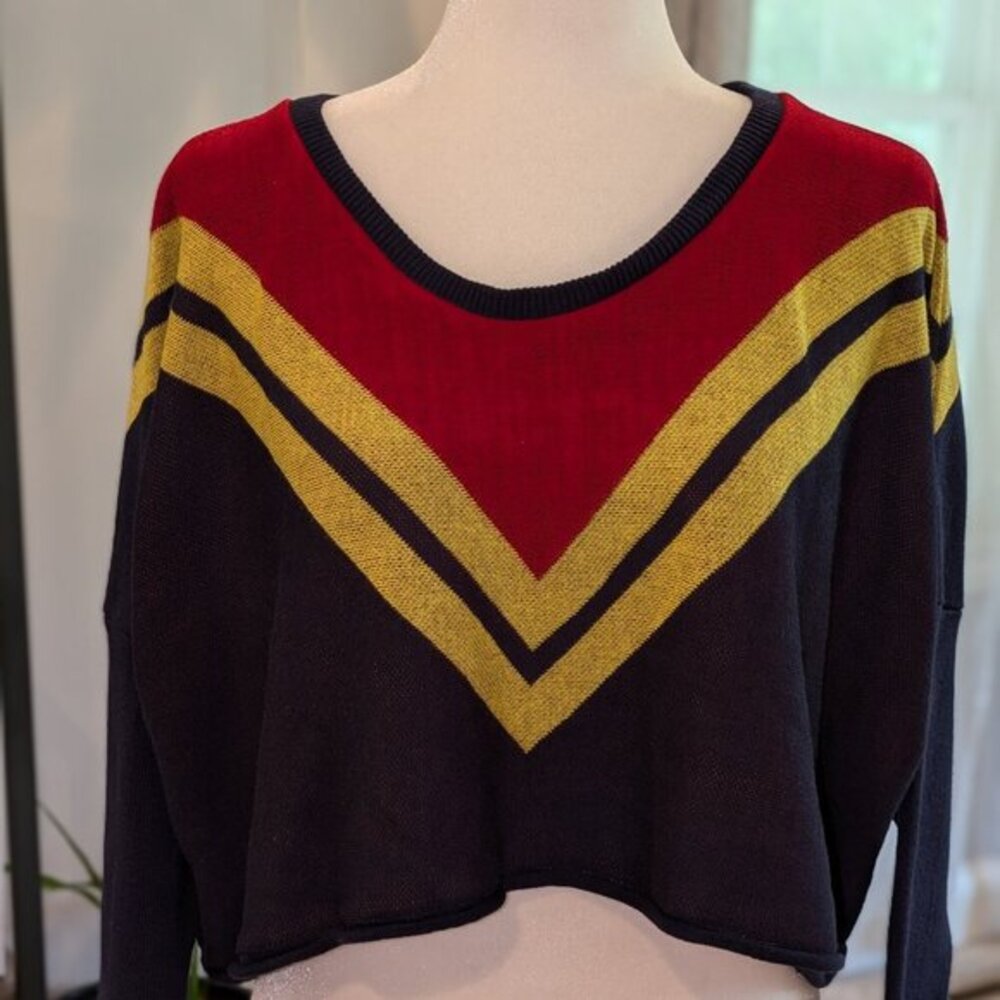 Elhoffer Design Captain Marvel Inspired Corps Oversized‎ Crop Sweater, Size M/L